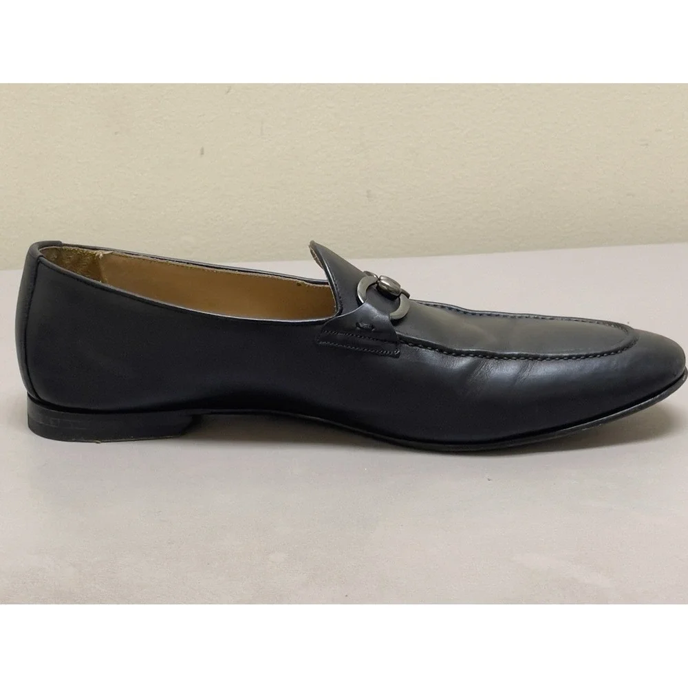 Tresmode Neslip Shoes Men 44 / 10.5 Black Horsebit Leather Slip On Loafers Italy